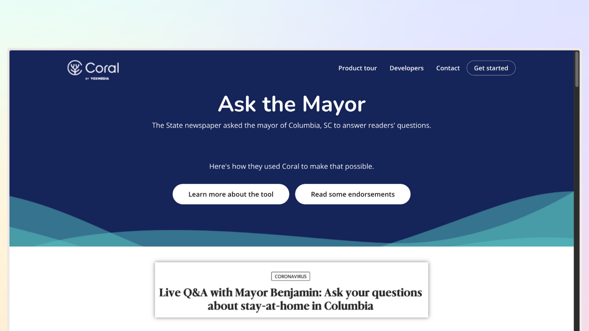 Coral Q&A product: submission prompts, curated answers, and composer UI